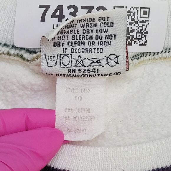 Vintage 90s Nutmeg Ringer Sweatshirt XL 26x27 White - Picture 8 of 13